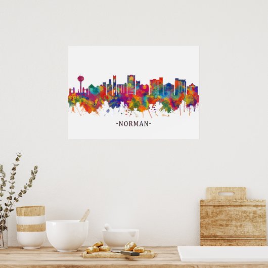 Poster Norman Oklahoma Skyline (Cuisine)