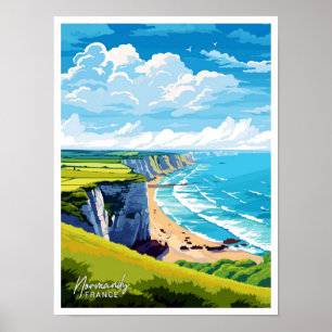 Poster Normandie France Art Travel Illustration Vintage