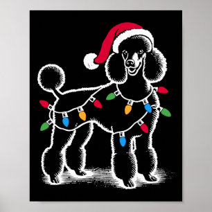 Poster Normes Poodle Feux de Noël Santa Hat Xmas D