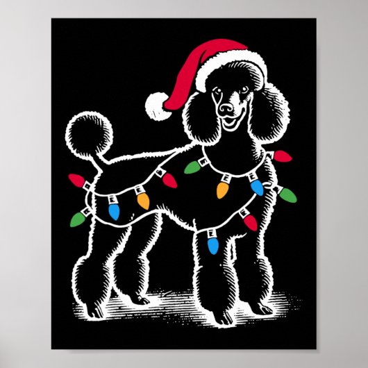 Poster Normes Poodle Feux de Noël Santa Hat Xmas D (Devant)