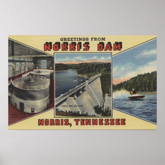 Poster Norris, Tennessee - Salutations Du Barrage De Norr (Devant)
