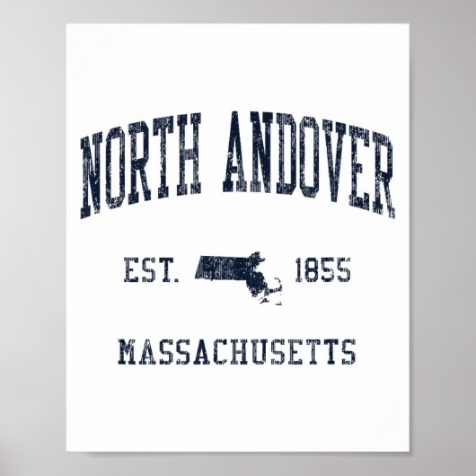 Poster North Andover Ma Jn1 Conception Athlétique Bleue V (Devant)