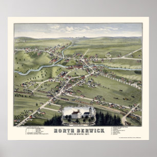 Poster North Berwick, ME Panoramic Map - 1877