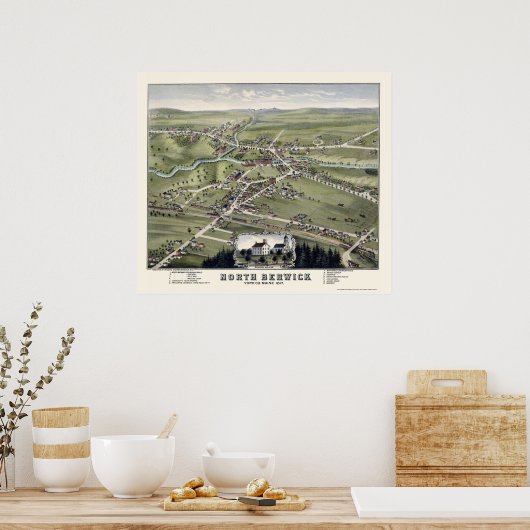 Poster North Berwick, ME Panoramic Map - 1877 (Cuisine)