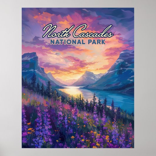 Poster North Cascades National Park Washington Vintage (Devant)