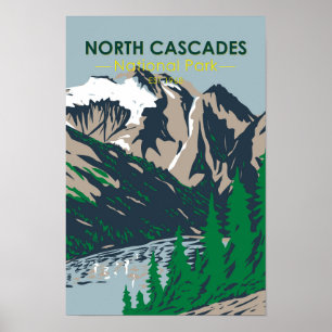Poster North Cascades Parc national Mont Triumph Vintage