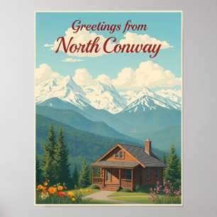 Poster North Conway, New Hampshire – Montagnes Blanches