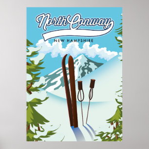 Poster North Conway New Hampshire, pour skier