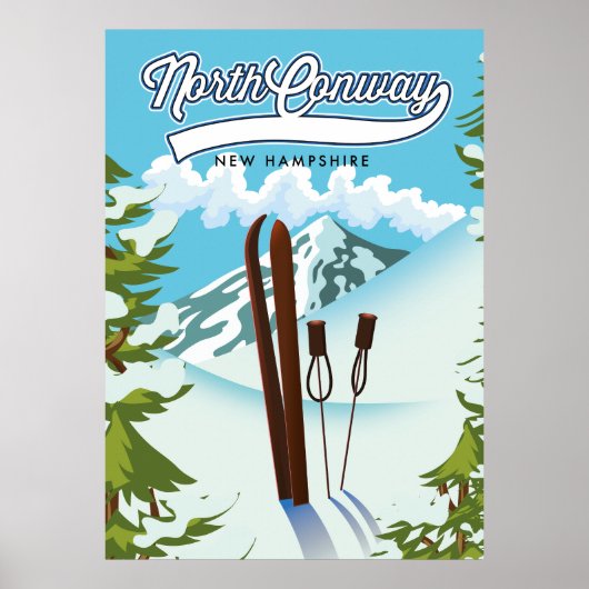 Poster North Conway New Hampshire, pour skier (Devant)