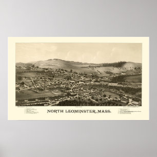 Poster North Leominster, MA Carte panoramique - 1887