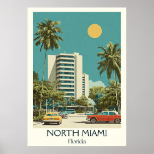 Poster North Miami Floride Vintage Urban Travel Art