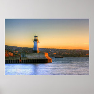 Poster North Pier Lighthouse with Tall Ship