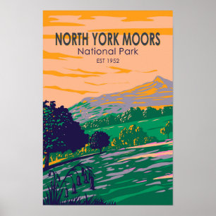Poster North York Moors National Park Angleterre Vintage