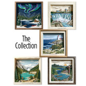 Poster Northern Lights Canada Paper Collage Diorama