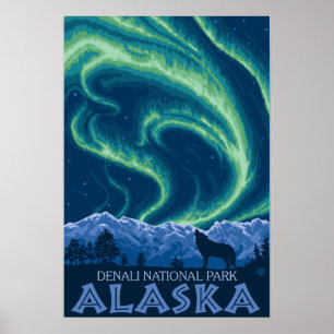 Poster Northern Lights - Parc national de Denali, Alaska