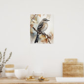 Poster Northern Mockingbird Bird Art Imprimer l'affiche (Cuisine)
