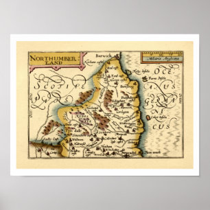 Poster Northumberland Comté Angleterre Ancien Carte Antiq