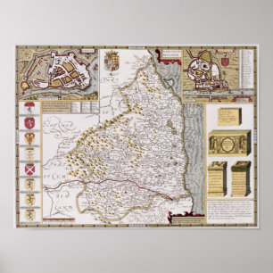 Poster Northumberland, gravée par Jodocus Hondius