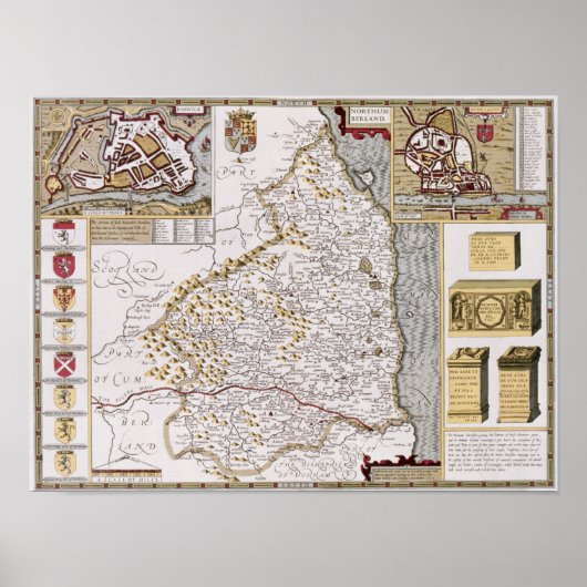 Poster Northumberland, gravée par Jodocus Hondius (Devant)