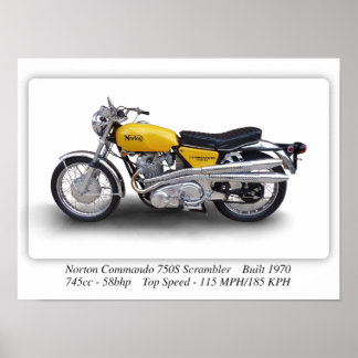 Poster Norton Commando 750s Scrambler Motorcycle - A3