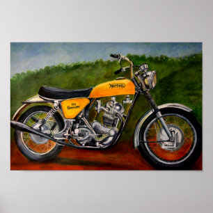 Poster norton commando moto peinture jaune