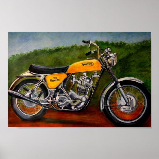 Poster norton commando moto peinture jaune (Devant)
