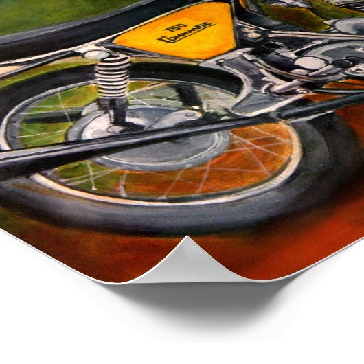 Poster norton commando moto peinture jaune (Coin)