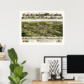 Poster Norton, MA Carte panoramique - 1891 (Bureau à domicile)