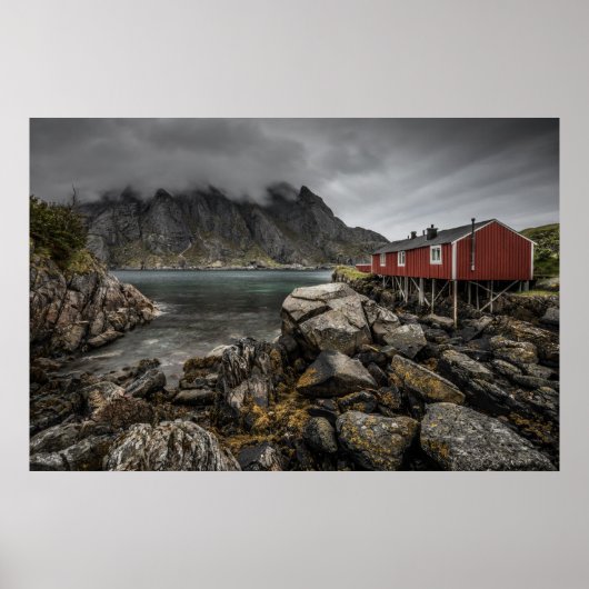 Poster Norvège Cabine des îles Lofoten (Devant)