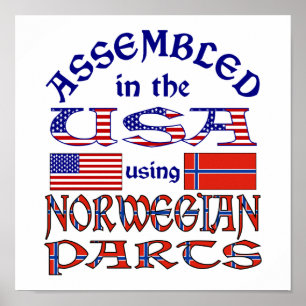 Poster Norvège et drapeau norvégien