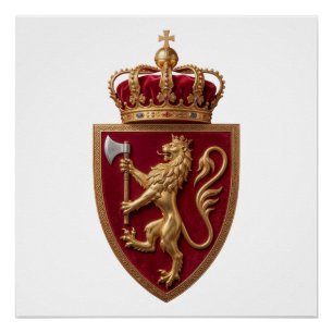 Poster Norvège pays manteau armoiries symbole emblème dra