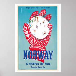 Poster Norvège Poignée de plaisir Ligne norvégienne d'Amé