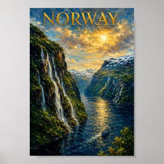 Poster Norvège : souvenir artistique de coucher de soleil