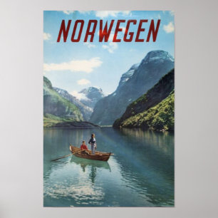 Poster Norvège Vintage voyage norvégien