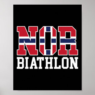 Poster Norvégien Drapeau Biathloniste - Norvégien Ni Biat