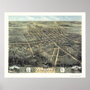Poster Norwalk, OH Carte panoramique - 1870
