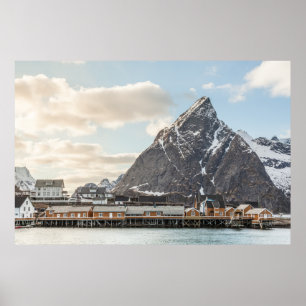 Poster Norway Lofoten Fishing Village Landscape Photo