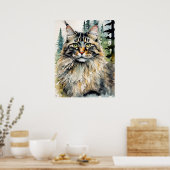 Poster Norwegian Forest Cat - Art Chat Imprimer (Cuisine)
