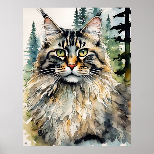 Poster Norwegian Forest Cat - Art Chat Imprimer (Devant)