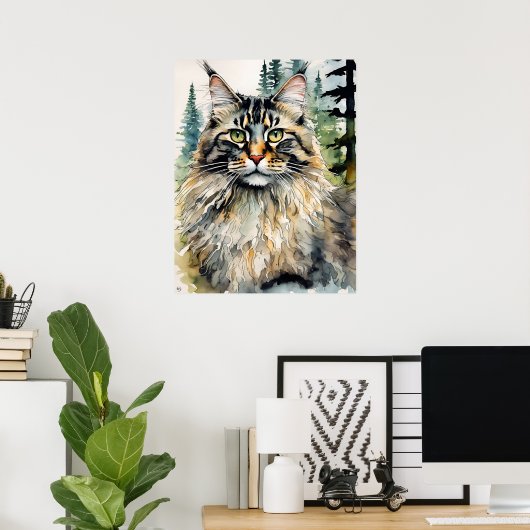 Poster Norwegian Forest Cat - Art Chat Imprimer (Bureau à domicile)