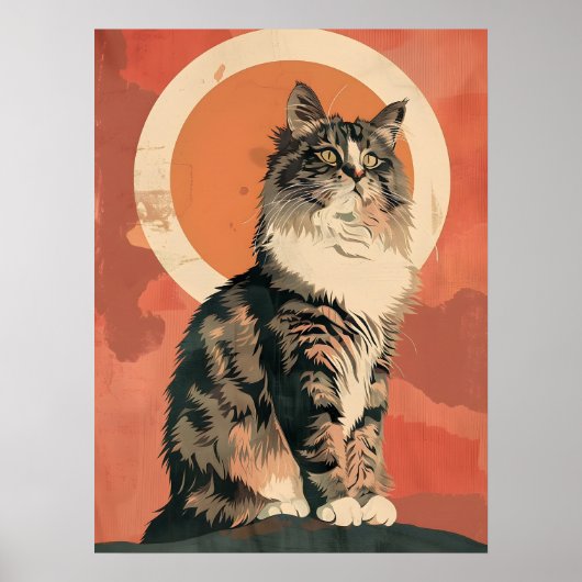Poster Norwegian Forest Cat Art Moderne (Devant)