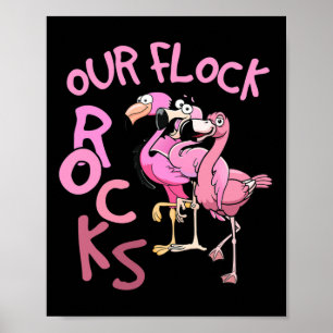 Poster Nos Flock Rocks Flamant rose Correspondant Vacance