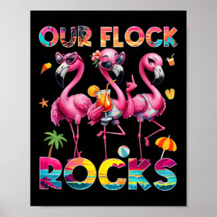 Poster Nos Flock Rocks Flamant rose Vacances d'été Famill