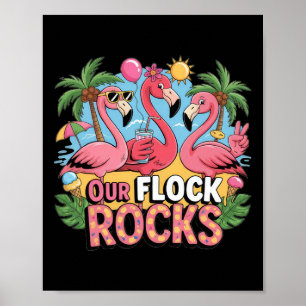 Poster Nos Flock Rocks Flamant rose Vacances d'été Famill