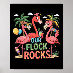 Poster Nos Flock Rocks Flamant rose Vacances d'été Famill