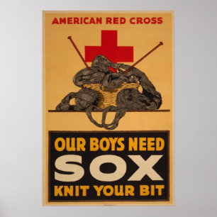 Poster Nos garçons ont besoin de sox Croix Rouge Guerre m