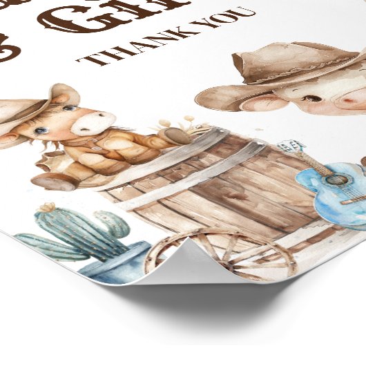Poster Nos petites cactus Cowboy Baby showers Cartes et c (Coin)