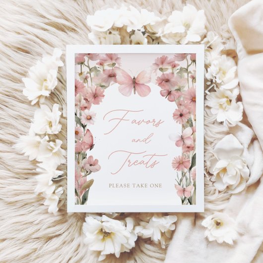 Poster Nos petites filles papillon rose Faveurs et les cu