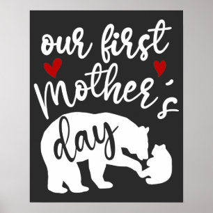 Poster Nos premiers Coeurs de la Fête des mères Mama Bear