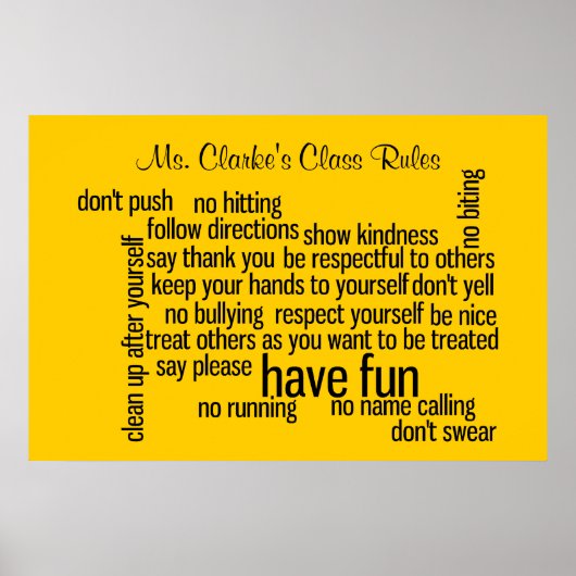 Poster Nos règles de classe scolaire (Devant)